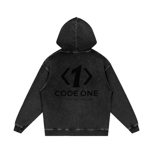 Code One Washed Out Black Hoodie
