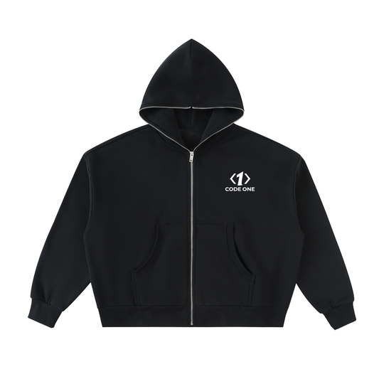 Code One Full-Zip Boxy Hoodie