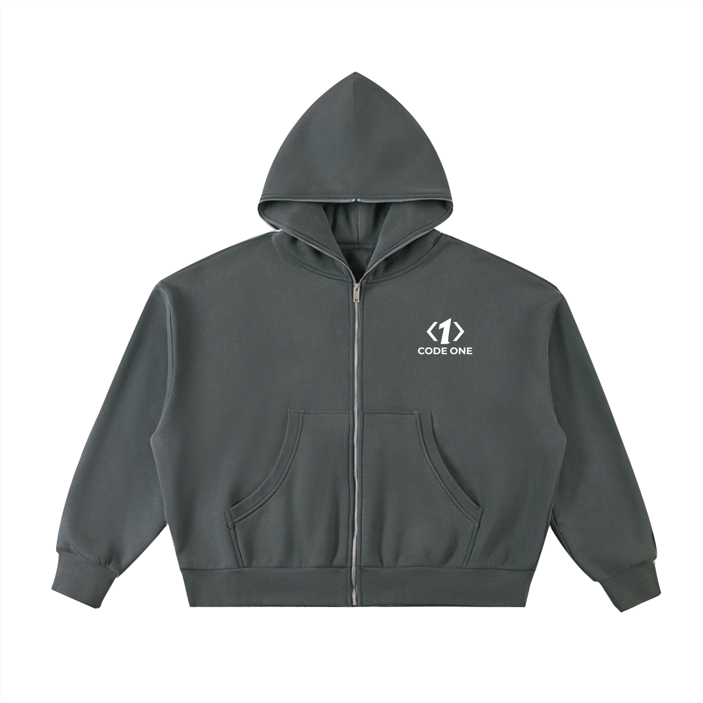 Code One Full-Zip Boxy Hoodie