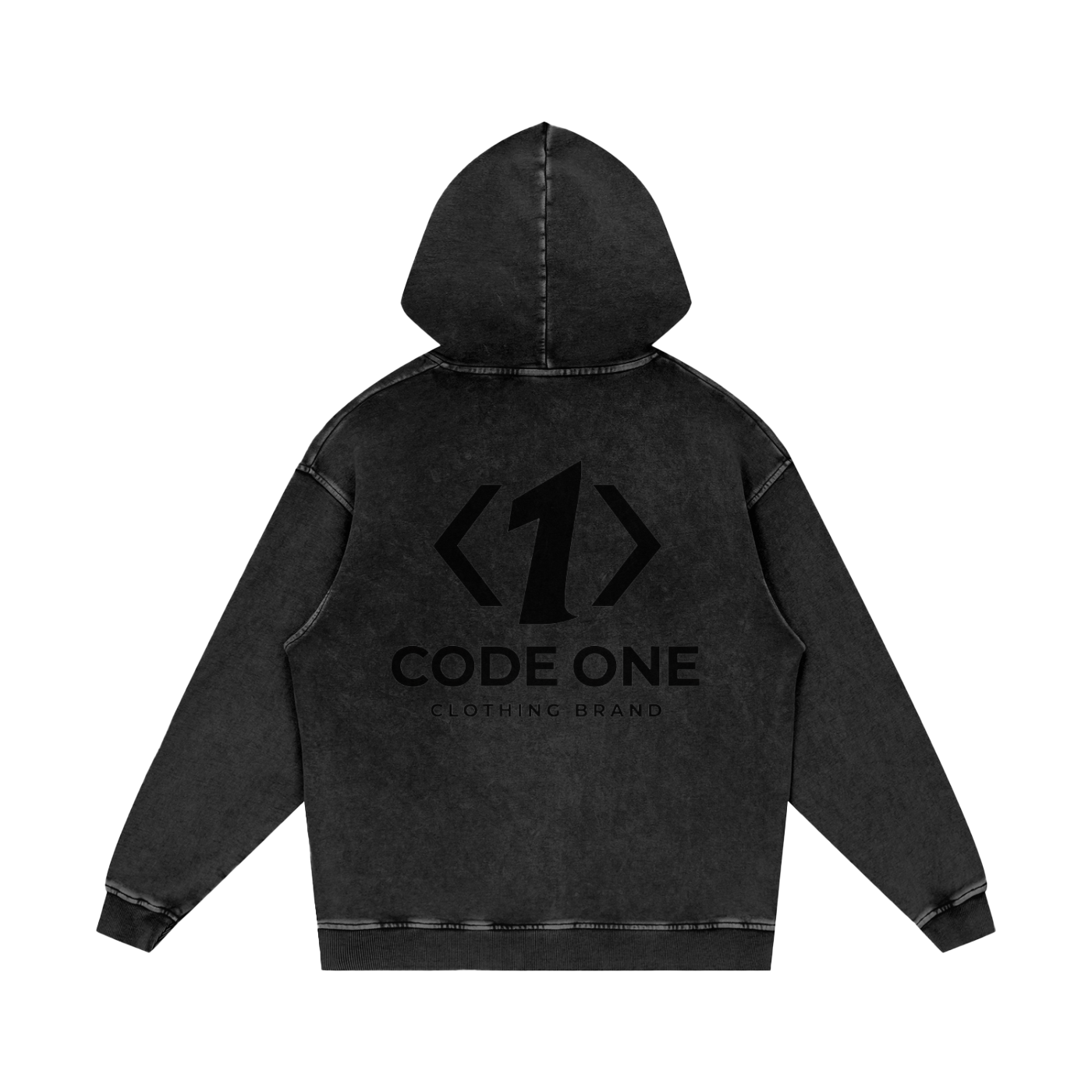Code One Washed Out Black Hoodie